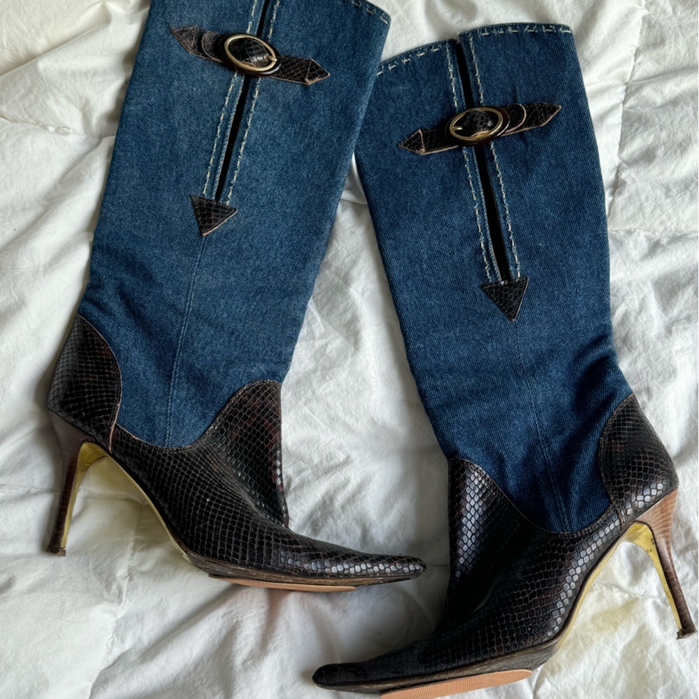 D&G Denim Knee High Boots